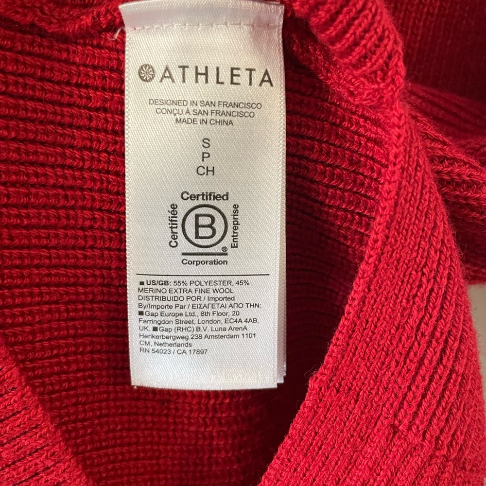 Athleta Red Hanover V-neck Sweater Tunic Size Small - Picture 6 of 8